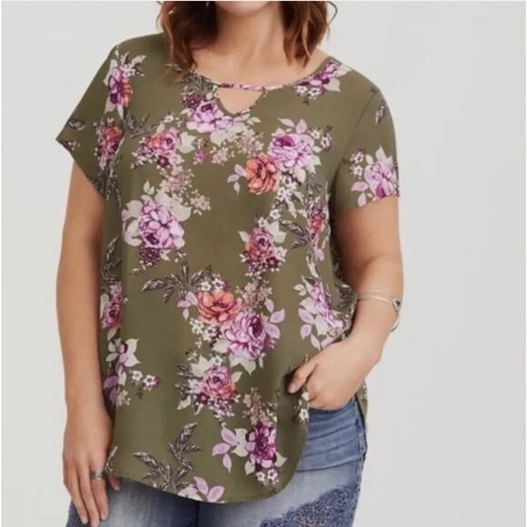 Torrid Tops - Torrid Top Women's Floral Print 1X (14/16) Top Blouse Cottage Core Boho Work